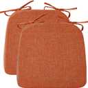 Chair Cushions for Dining Chairs, 2" Thick Seat Cushions for Kitchen Chairs, D-Shaped Chair Pads with Washable Cover, Ties and Non Slip Backing, 17'' x 16'', Set of 2, Orange