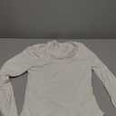 SUUKSESS Women Double Line Scoop Neck Thong Bodysuit Round Neck Long Sleeve Tops (Medium, White)