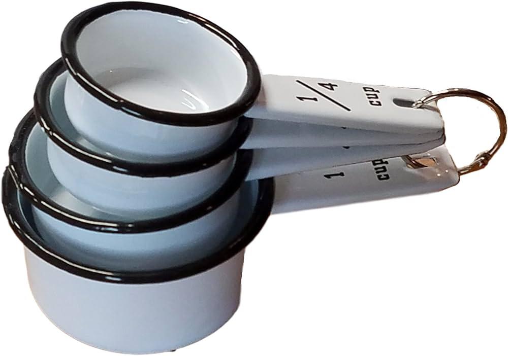 Vintage White Enamel Measuring Cup Set