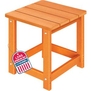 LZRS Square Patio Side Table, Heavy Duty HDPE Outdoor End Table with Wood Texture, Weatherproof Composite Table for Adirondack Chairs, Deck, Pool, Indoor/Outdoor, No Peeling or Cracking(Orange)