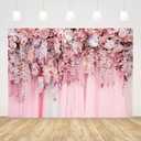 8x6ft Floral Backdrop Girl Pink Rose Flower Wall Decor Romantic Bridal Shower Wedding Anniversary Photo Background Floral Party Decorations Dessert Cake Table Banner Props