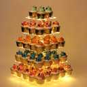 YestBuy 5 Tier Cupcake Stand for 60 Cupcakes,Clear Acrylic Cupcake Tower with Yellow LED Lights and 4.7" Clear Tiers, Perfect for Weddings, Birthdays and Dessert Tables