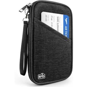 Passport Holder Family RFID Travel Document Organizer for Women Waterproof Passport Wallet Men Portable Case for Cards, Boarding Pass, ID, Money, Tickets with Zipper