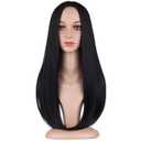 BERON Black Wigs Straight Long Wig Middle Part Women's Wig for Cosplay Halloween Party or Daily Use Wig Cap Included