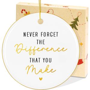 OASSIE Christmas Thank You Gifts for Women - Ceramic Christmas Ornaments 2025 for Tree Decorations - Appreciation Retirement Gifts for Women Boss Coworker Teacher Nurse Friend (White - Difference Gold)