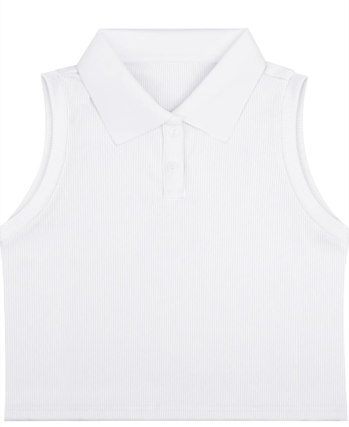 Girls Crop Tops Sleeveless Polo Shirts Athletic Tank Tops Golf Tennis T-Shirts with Collared Quick Dry Casual 120