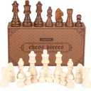 AMEROUS Wooden Chess Pieces Only with 2 Extra Queens / 3.0 Inch King/Storage Bag/Chess Instructions/Chessmen for Chess Borad/Replacement of Missing Pieces (NO Board)