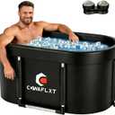 133 Gal XL Oval Ice Bath Tub for Adults, Portable Foldable Cold Plunge Tub with Cover & Ice Massage Balls, 6-Layer Insulated, Indoor Outdoor Recovery