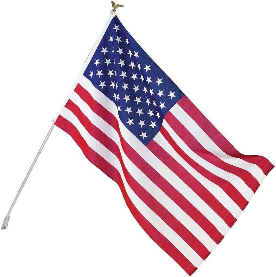 Valley Forge, American Flag Kit, Poly-Cotton, 3' x 5', 100% Made in USA, Grommeted Flag, 6' Steel Pole and Bracket