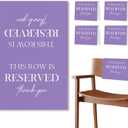 Reserved Seating Chair Signs, This Row Is Reserved Pew Cloths Seating Placeholder for Church Pews, Purple Wedding Decorations for Reception Parties Celebrations Event (Purple, 4 PCS)