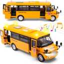 School Bus Toy for Toddlers - 9" Die-cast Pull Back Cars with Sounds Lights and Openable Doors, School Bus Toys for Kids Ages 4-8