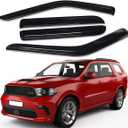 Lightronic Extra Durable Outside-Mount Auto Vent Window Visor, Fits 2011-2025 Dodge Durango, UV Protection Rain Guard, Original Wind Deflector, No-Drill Easy Install, Dark Smoke, 4-Pcs