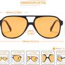 Freckles Mark Vintage Retro 70s Sunglasses for Women Men Classic Large Square Aviator Trendy Glasses (Black)