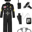 Kids Police Costume Deluxe Police Officer Costume Cop Outfit Set for Boys Girls Halloween Cosplay Dress Up (10-12 Years)
