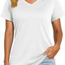 Boladeci Women's Swim Shirts - UPF 50+ Sun Protection Short Sleeve V Neck T-Shirts Workout Tops XL