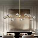 Linear Chandeliers Dining Room Gold Sputnik Chandelier 13-Lights Modern Glass Globe Chandelier 59 Inch 13 Lights Linear Dining Room Light Fixture