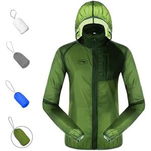 Dooy Sun Protection Jacket Ultra Light Thin Breathable Packable Outdoor Cycling Jacket Hoodie Skin Clothing for Men & Women XL Green