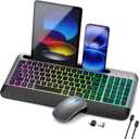 JOYACCESS Wireless Keyboard and Mouse Combo Backlit - Compact Quiet Keyboard with RGB Mouse, Rechargeable, Portable Cordless Keyboard Mouse Set for Mac, Windows, Laptop (Space Gray)