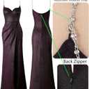 VFSHOW Womens Sexy Formal Ruched Fitted High Slit Bodycon Maxi Dress Spaghetti Strap Sweetheart Cocktail Prom Evening Gown (Purple, M)