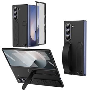 XIMAND for Samsung Galaxy Z Fold 7 Protect Case with Wristband Stand,Bulit-in Screen & Lens Protection Shockproof Full Body Drop Fall Protection.(Black)