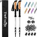 TheFitLife Trekking Poles - Lightweight 7075 Aluminum Hiking Sticks with Cork Grips, Adjustable Telescopic Design, Metal Flip Lock for Men & Women - Perfect for Hiking, Walking, Camping & Backpacking (Silver)