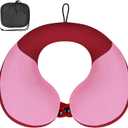 COOLBEBE Kids Travel Neck Pillow, Softly Double Support Travel Pillow for Car & Airplane, Traveling Gifts for Toddler & Children, Breathable Fabric, Raspberry Powder