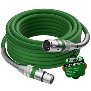 Kxable XLR Microphone Cable 10 FT, XLR Male to Female Balanced Mic Cable, 3-Pin Shielded Speaker Cord, Zinc Alloy Connectors, 22AWG Pure Copper, Metal Spring SR, Recording Studio, Podcast, Green