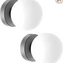 Aoceley Globe Wall Sconces Set of Two Black Sconces Mid Century Wall Light Globe Glass Brass Vintage Wall Light for Bathroom Bedroom Hallway Living Room(G9 Base)