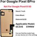 OLED Screen for Google Pixel 8 Pro Screen Replacement for Google Pixel 8 Pro LCD Screen Pantalla Touch Digitizer Display with Frame Tool Kit GC3VE Support Fingerprint(Without Fingerprint Cable)