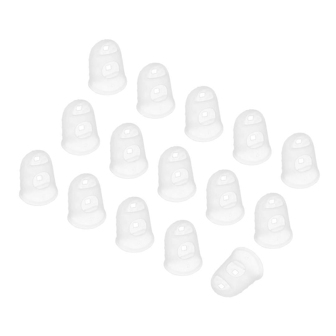 PATIKIL Finger Tip Covers Cots, Light White Silicone Finger Protectors Gloves Breathable Reusable Fingertip Caps with Air Holes for Dry Skin Finger Cracking, XL, 15 Pcs