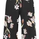 AUXDIO Women's Casual Summer Strapless Jumpsuits Off Shoulder Sleeveless Backless 2025 Wide Leg Romper with Pocket (Black Print)