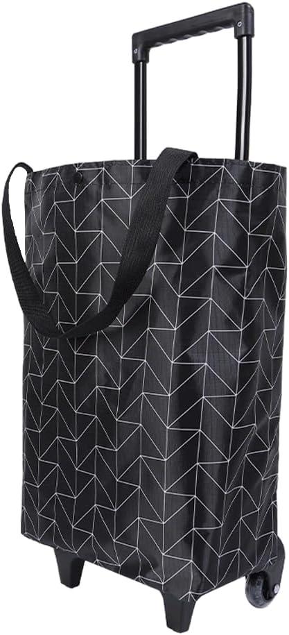 Rolling Shopping Bag, Small Shopping Cart (Black)