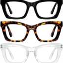 Blue Light Blocking Glasses Women/Men,Rectangular Fashion Retro Frame Fake Glasses,Computer Gaming Glasses,Blue Light Glasses for Woman, Black + Red + Black Pink