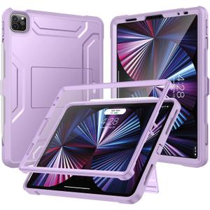 Soke Case for iPad Pro 11 Inch 2022/2021/2020/2018/iPad Air 5th/4th Generation,Built-in Screen Protector - Support 2nd Apple Pencil Charging - Heavy Duty Rugged Protective Kickstand Case - Violet