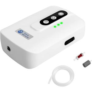 AquaMiracle Lithium Battery Powered Portable Aquarium Air Pump for Fish Tank, USB Rechargeable Aquarium Bubbler Aerator for Outdoor Fishing, Power Outages and Emergency