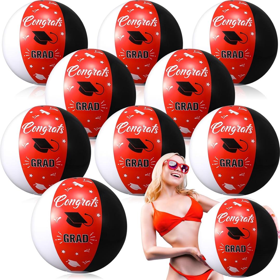 10 Pack Graduation Beach Balls Class of 2026 Inflatable Pool Toys Congrats Grad Beach Ball 10 Inch Graduation Party Favors Bulk Gifts for Party Supplies Decorations