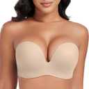 DotVol Women Hand Shape Custom Lift Invisible Wirefree Anti-Slip Strapless Push Up Bra (Wing Beige,34C)