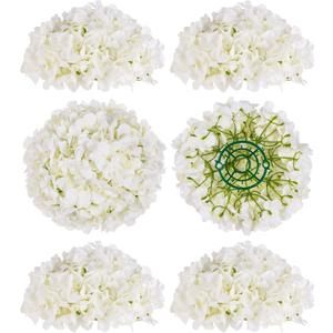 BLOSMON Hydrangea Artificial Flowers Ball Centerpieces 6 Pcs Fake Flowers White Silk Hydrangea Flower Balls Faux Hydrangeas Floral Arrangements Bouquet for Wedding Home Room Table Decoration