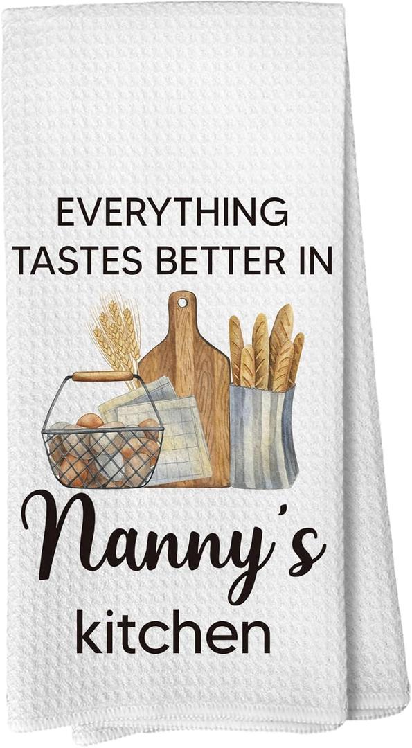 Nanny Gifts Decorative Kitchen Towels and Dishcloths, Everything Tastes Better in Nanny's Kitchen Decorative Drying Cloth Hand Towels for Nanny Bathroom Decor, 1624Inches