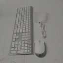 Bluetooth Keyboard Mouse, Multi-Device Wireless Keyboard and Mouse Combo, Dual-Mode(Bluetooth + USB), Ultra Slim, Rechargeable, for Windows/Mac OS (White and Silver)