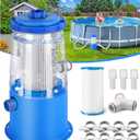 KimFilter Transparent 1000 GPH Above Ground Pool Filter Pump Easy Cartridge Status Viewing | Powerful Pool Cartridge Filter Pump System | Enhanced Circulation & Filtration for Crystal-Clear Water