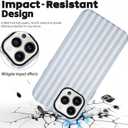 for iPhone 17 Pro Max Case Cute Striped Phone Case Compatible with MagSafe, Dual-Layer Shock Protection(Hard PC + Silicone) - Aesthetic Protective Phone Cover for Women Girl, Blue and White