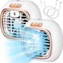 Aurelema 2 pcs Portable Mini Air Conditioners Fan USB Rechargeable Mini Air Cooler 3 Speed Quiet Desktop Cooling Fan for Home Office Tent Bedroom Car