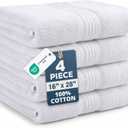 White Hand Towels for Bathroom - Pack of 4 (16"x28") 100% Cotton Hand & Face Towels - Soft, Durable, Quick Dry & Highly Absorbent, Fingertip Towel for Bathroom - Great for Gym, Salon, Spa & Family Use