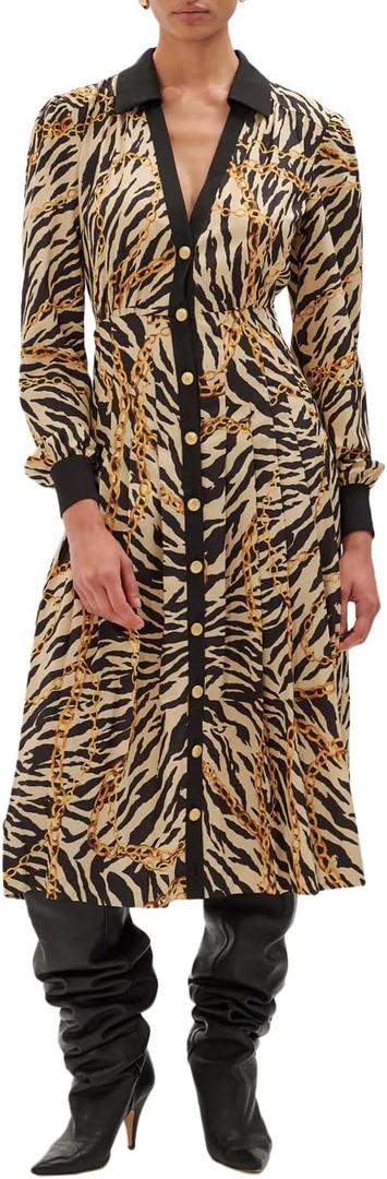 Ronny Kobo Women's Maxi Hana Dress (Large, Mixed Zebra Cheeta)
