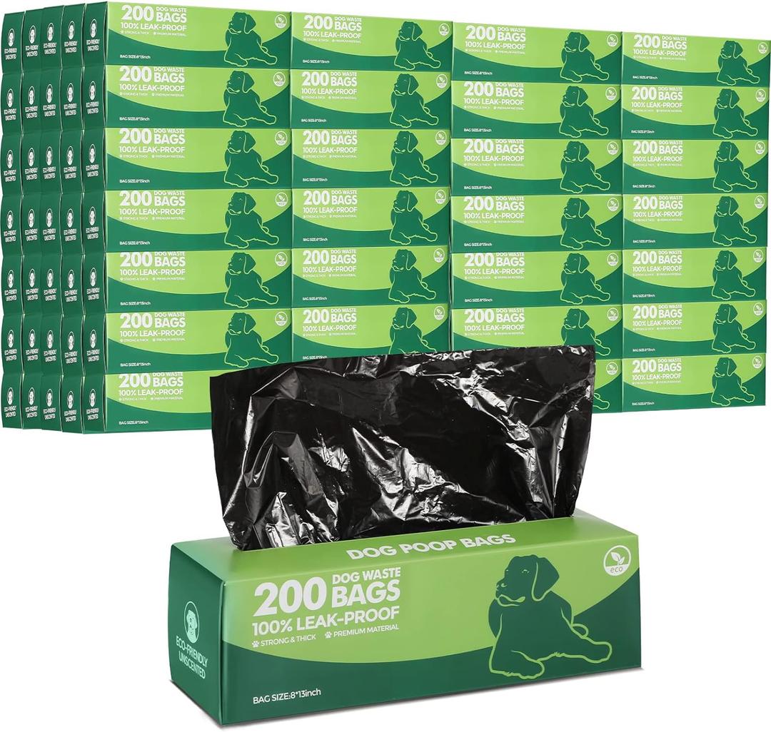 Sherr 50 Rolls Dog Waste Bags 10000 Count Dog Trash Bags Leak Proof Pet Doggie Poop Roll Waste Thick Plastic Bag for Home Park Outdoor Travel Pet Supplies(Black)