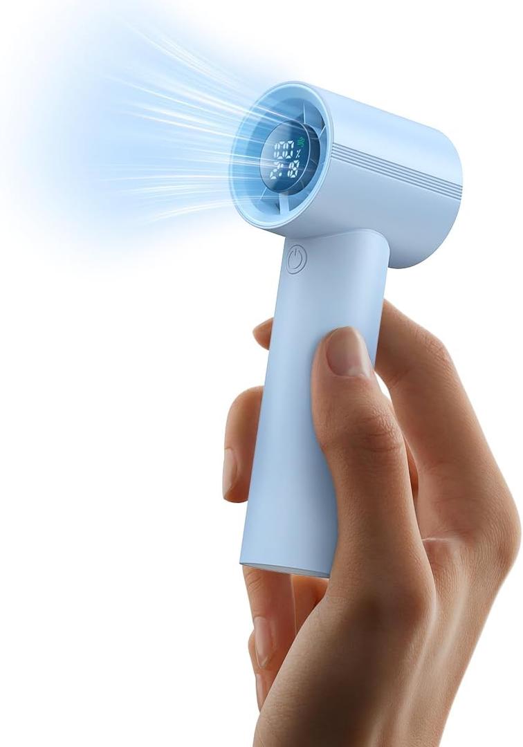 Portable Handheld Fan, Speed(1-199) Powerful Turbo Mini Fan, 30000 RPM High Speed Moter [14H Max Cooling Time] 5000mAh Battery Rechargeable, Pocket Personal Small Travel GIfts for Women (Light Blue)