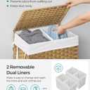 SONGMICS Laundry Hamper with Lid, 90L Clothes Hamper with 2 Removable Liner Bags, 6 Mesh Bags, Wicker Laundry Basket, Double Laundry Hamper for Bathroom, 13 x 18.1 x 23.6 Inches, Natural ULCB251N01V1