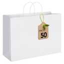 MESHA 16x6x12'' White Kraft Paper Bags With Handles,50 Pack Large Gift Bags Bulk Bulk Reusable for Business,Retail,Birthday,Wedding,Party,Favor,Merchandise,Grocery Shopping Bag