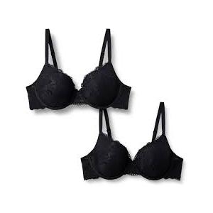 Amazon Essentials Women's Padded Underwire Full Coverage Bra, Soft Stretch Lace, Pack of 2
 36B